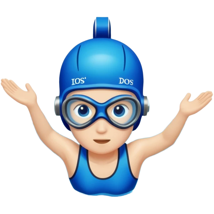 determined pool diver dives into a pool of confidence blue water underneath  emoji