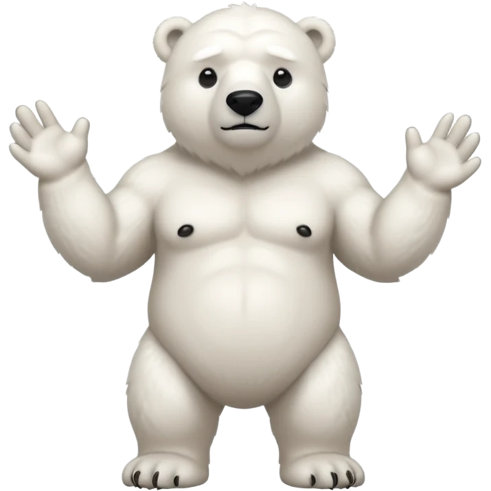 Make a humanoid polar bear shrugging emoji