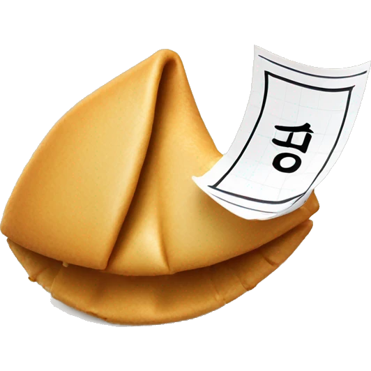 fortune cookie cracked and the note is sticking out emoji