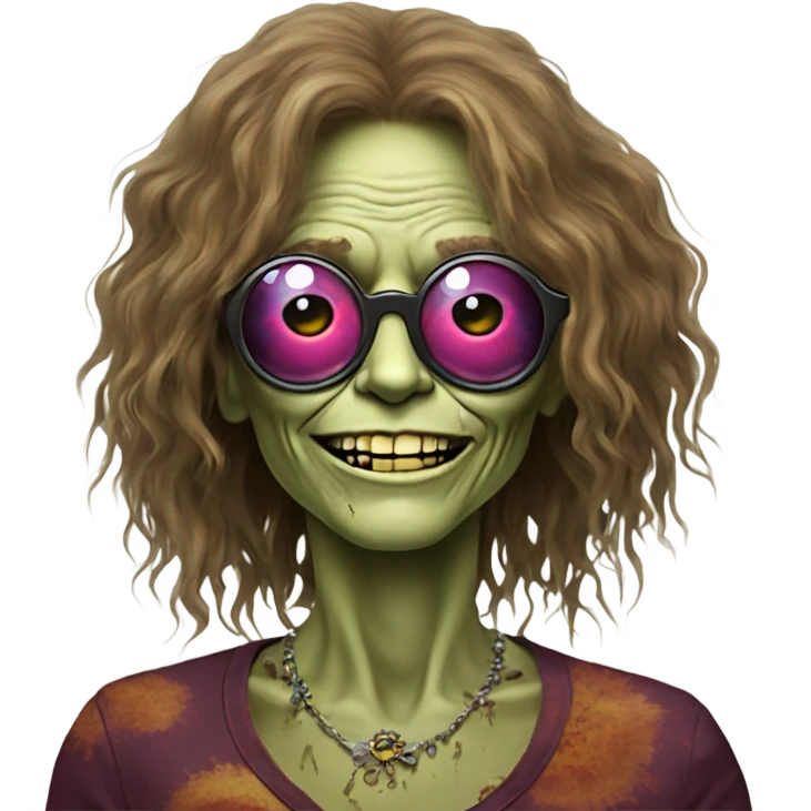  janis joplin zombie on circle glasses dancing emoji