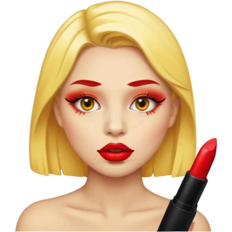 Baddie applying lipstick .use face as yellow round  roung emoji