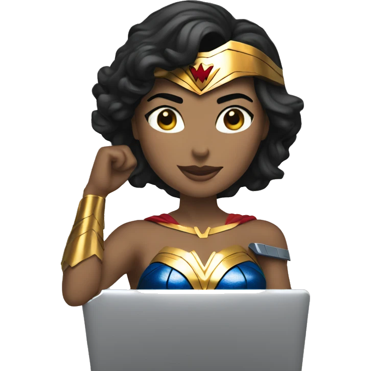 Wonderwoman using computer emoji
