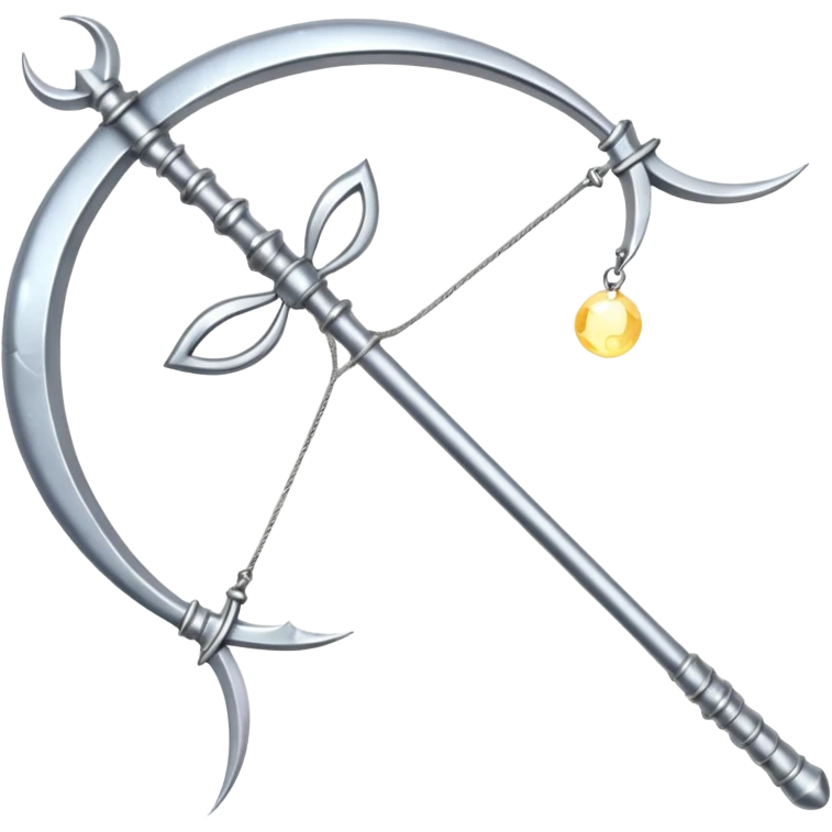 Elegant silver bow weapon with glowing string, crescent-moon motifs. emoji