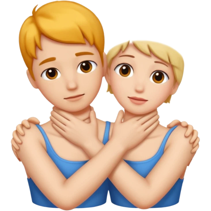 Hands crossing holding neck emoji