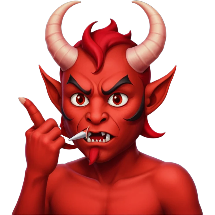 Creppy devil and shushing someone  🤫 like there figer over there mouth  like there lip is closed and the figers over emoji