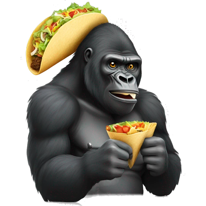 A gorilla eating a taco emoji