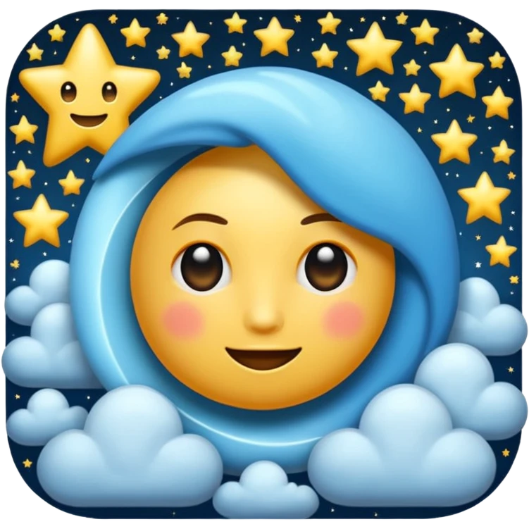 Luna con estrellas y un infinito emoji