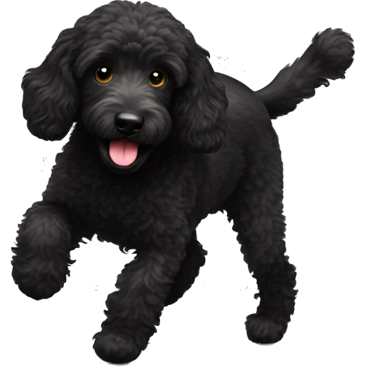 black labradoodle playing with a ball emoji
