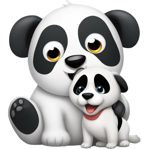 Panda hugging dog emoji