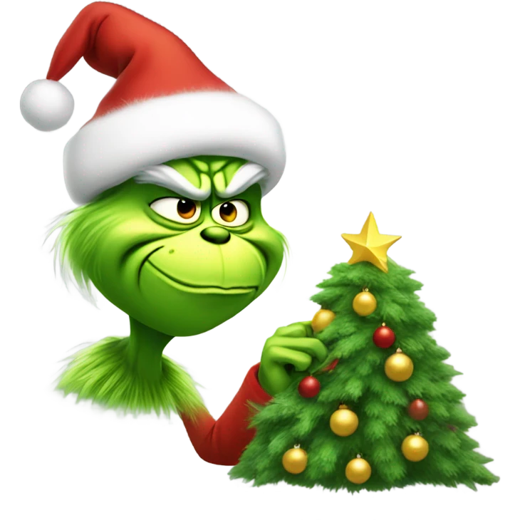 grinch eating a christmas tree emoji
