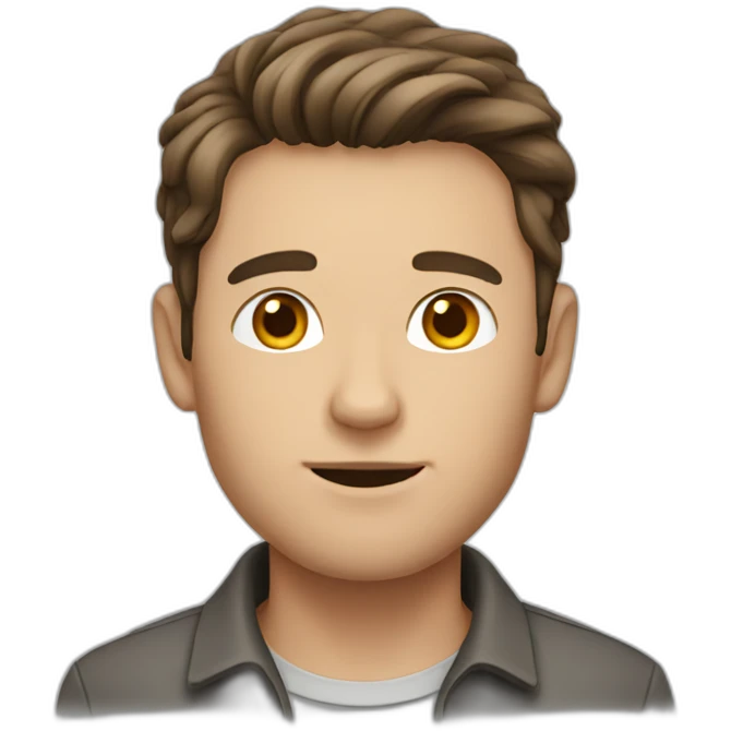 Man with brown hair and grey cat emoji