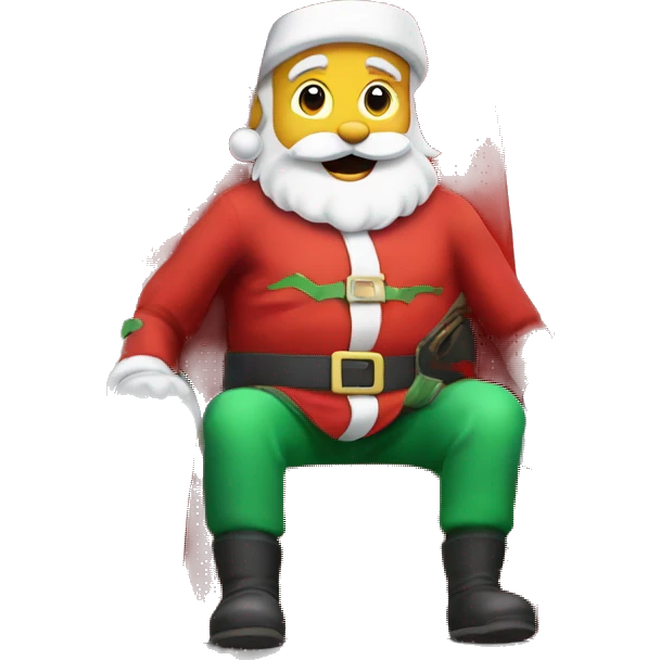 santa claus seat on the rocket emoji