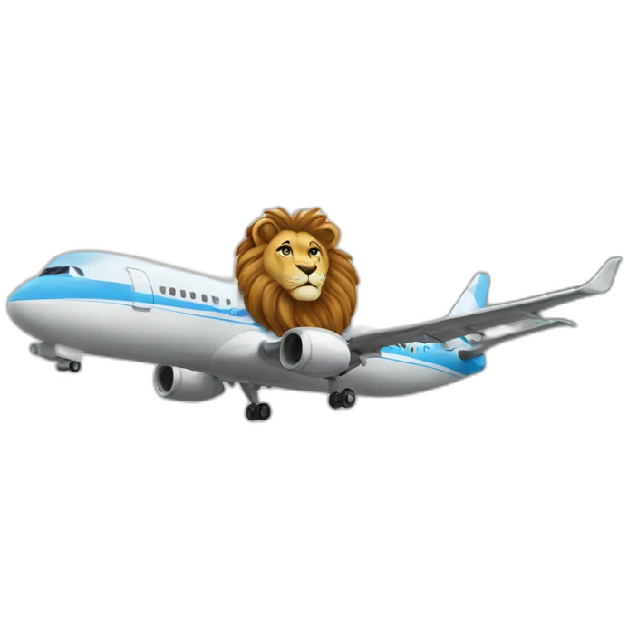 Un lion sur un avion emoji