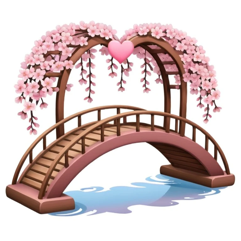 sakura heart with a bridge emoji
