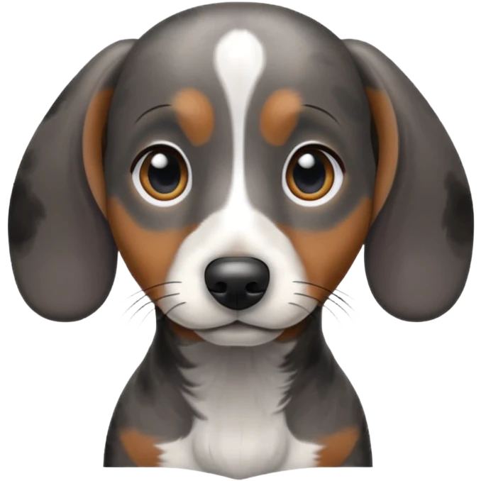 black white and gray brindle dachshund face emoji