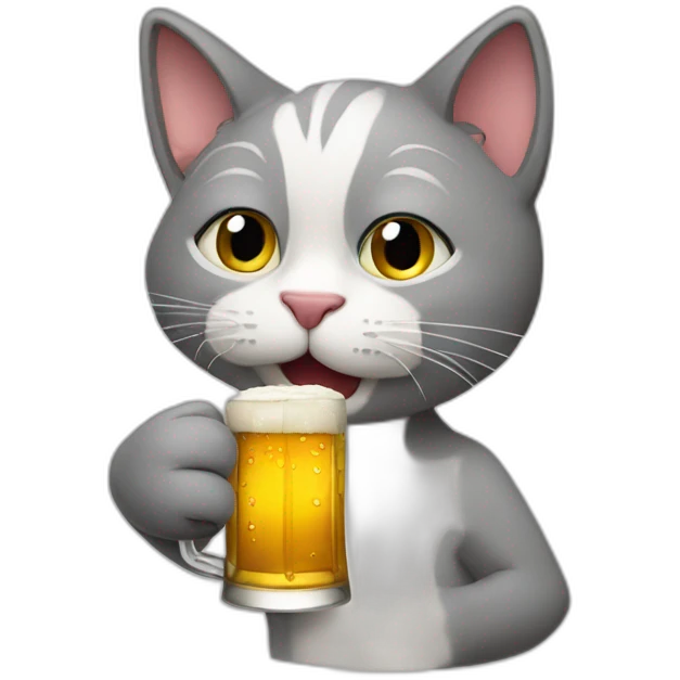 drunk cat drinking a beer he's holding in his paw emoji