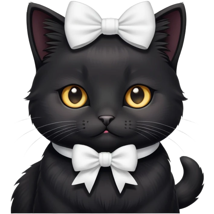 I want a cute black cat with a little bow in the head white bow emoji
