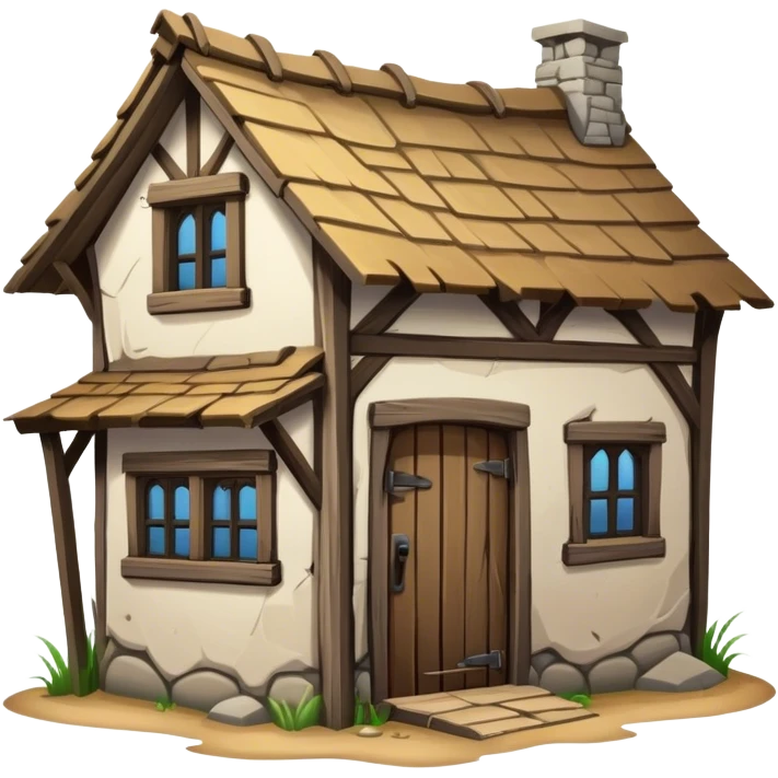 a dilapidated one-story medieval shack emoji