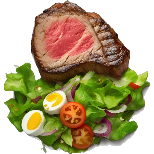 seared steak and salad  emoji