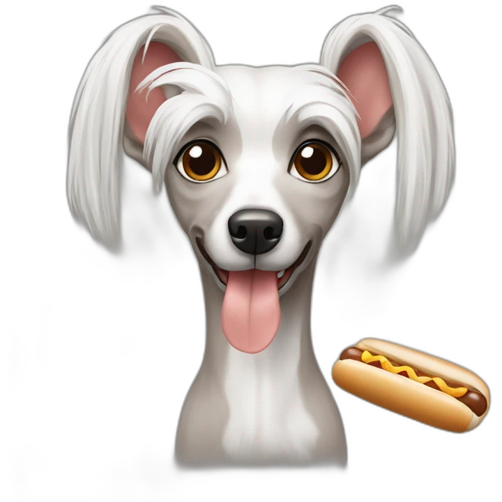 Chinese Crested hot-dog emoji