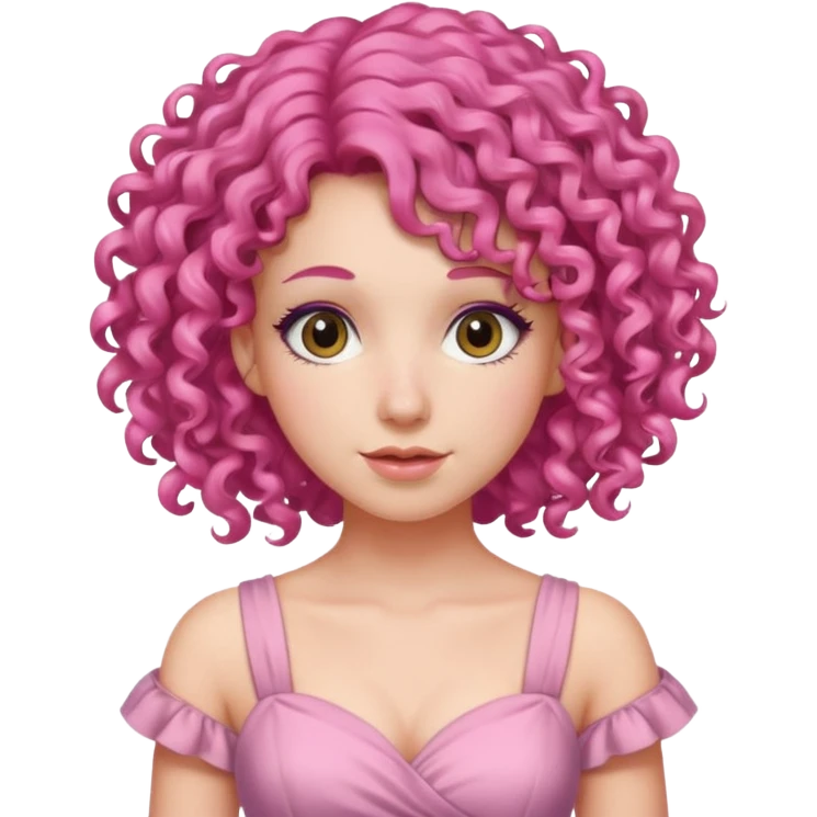 woman with pink curly hair emoji