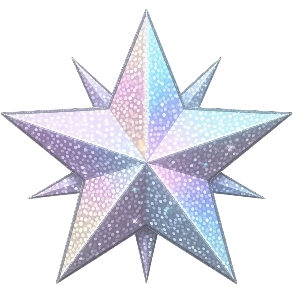 A holographic glitter star emoji