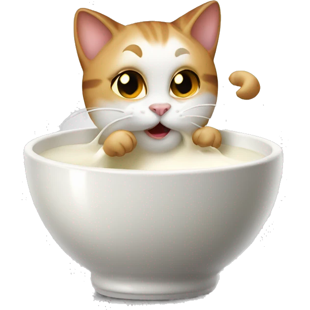 Cats licking milk from a bowl emoji