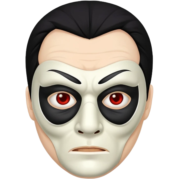 masked man, evil, serial killer, creepy, black hair, older emoji