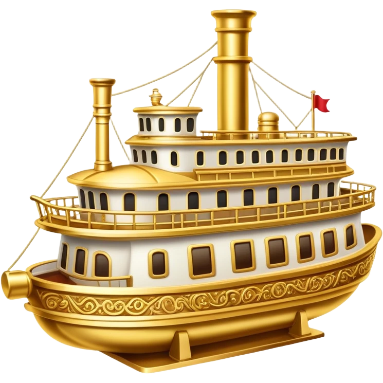 A steamboat made entirely of gold emoji