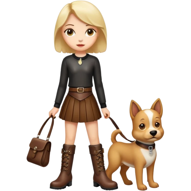 Girl dressed like a dog and in  leather skirt and boots emoji