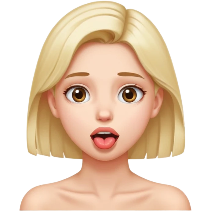 girl with both hands on her neck with tongue out eyes looking up emoji