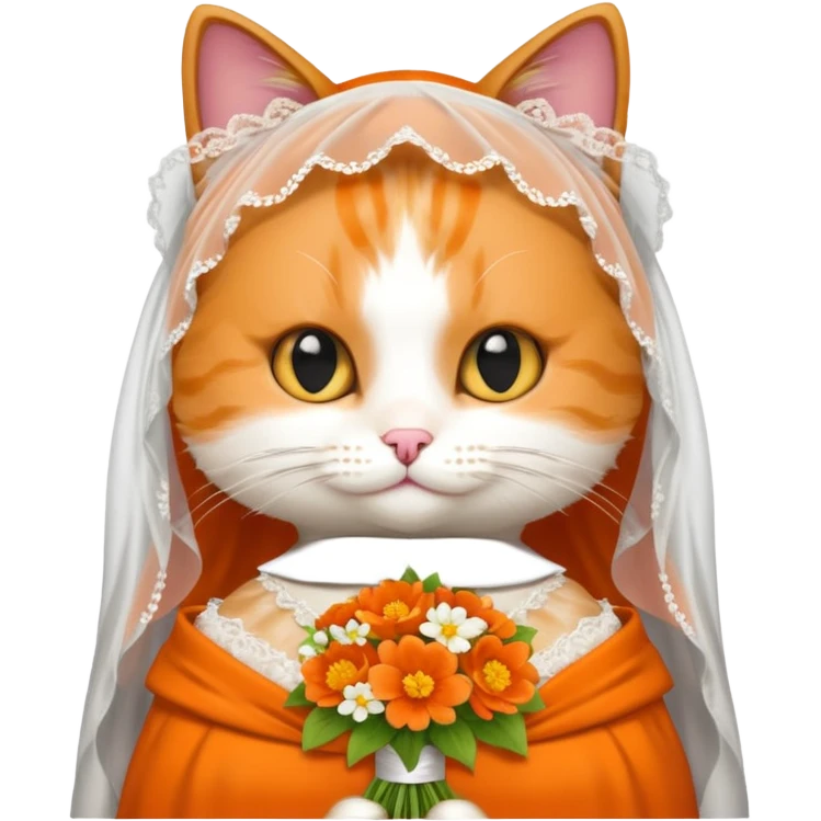 Cat bridesmaid with flowers and white veil emoji
