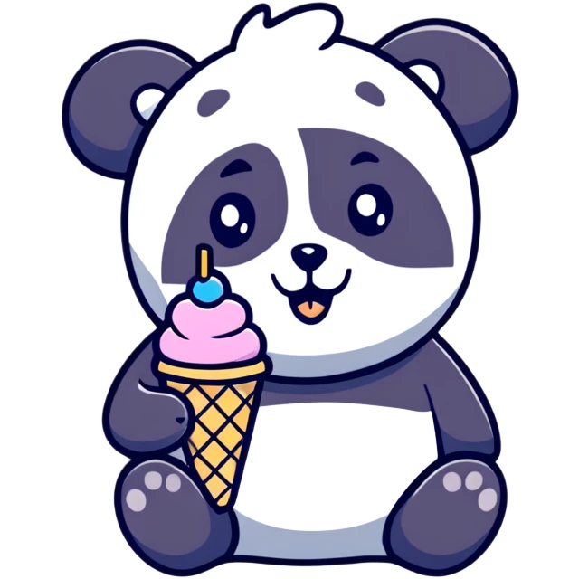 Panda eating ice cream emoji