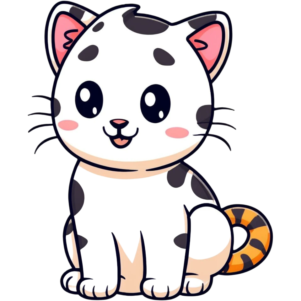Cute leopard cat with spots and striped tail emoji