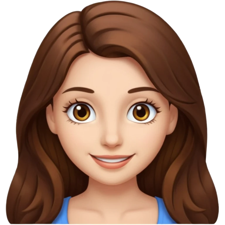 девушка с длинными коричневыми волосами, белой кожей, густыми ресницами и карими глазами с сиськами emoji
