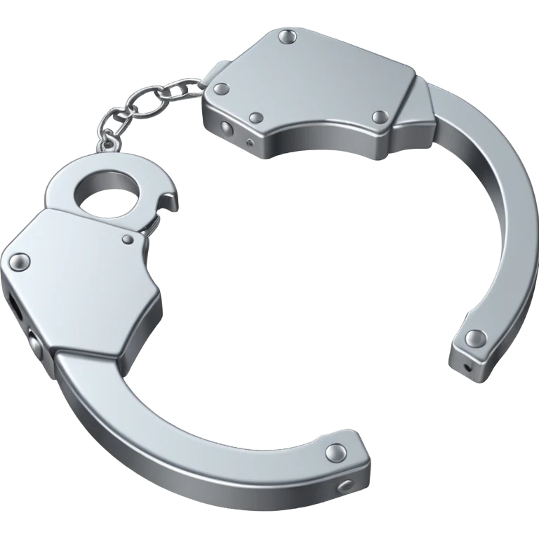 Minimalistic metallic handcuffs emoji, reflective metal, simple flat vector design, futuristic style emoji