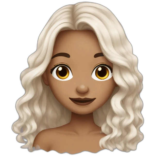 vitiligo girl brown long hair emoji