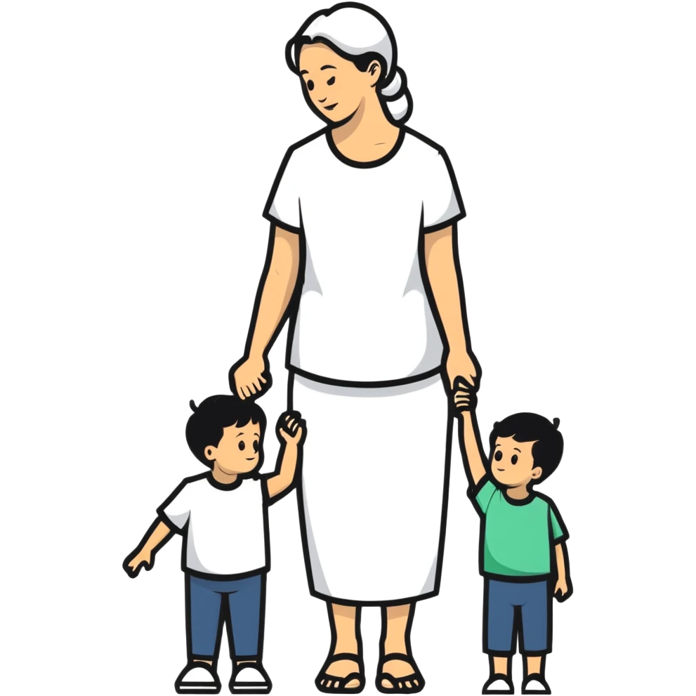Mother holding hands with her son emoji