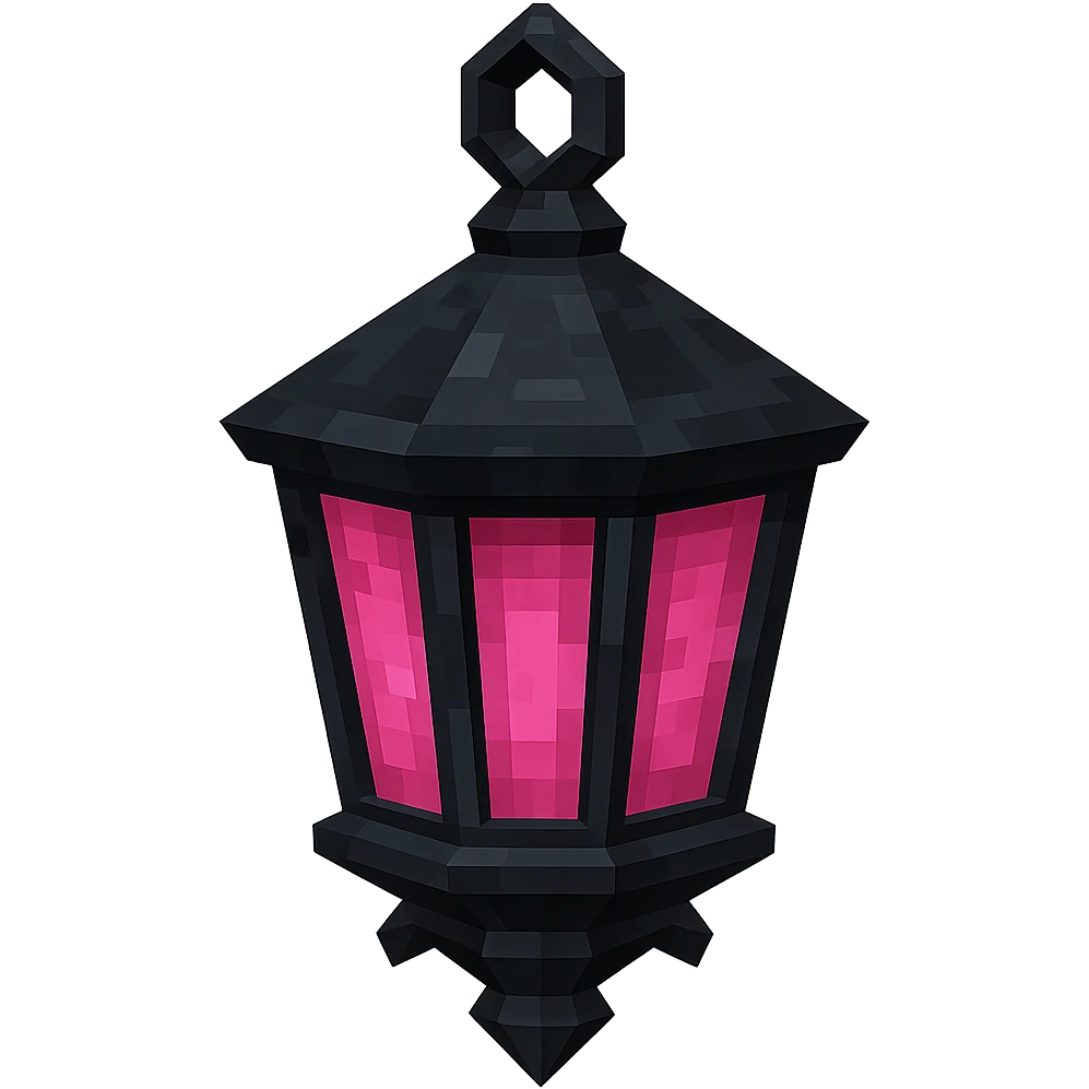 BLACKPINK-inspired gothic lantern, no hearts, faceted and dramatic, black and pink emoji