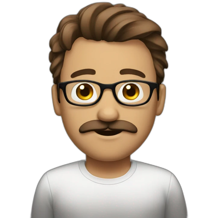rickyedit (w/glasses and moustache and brown short hair and a big nose) emoji