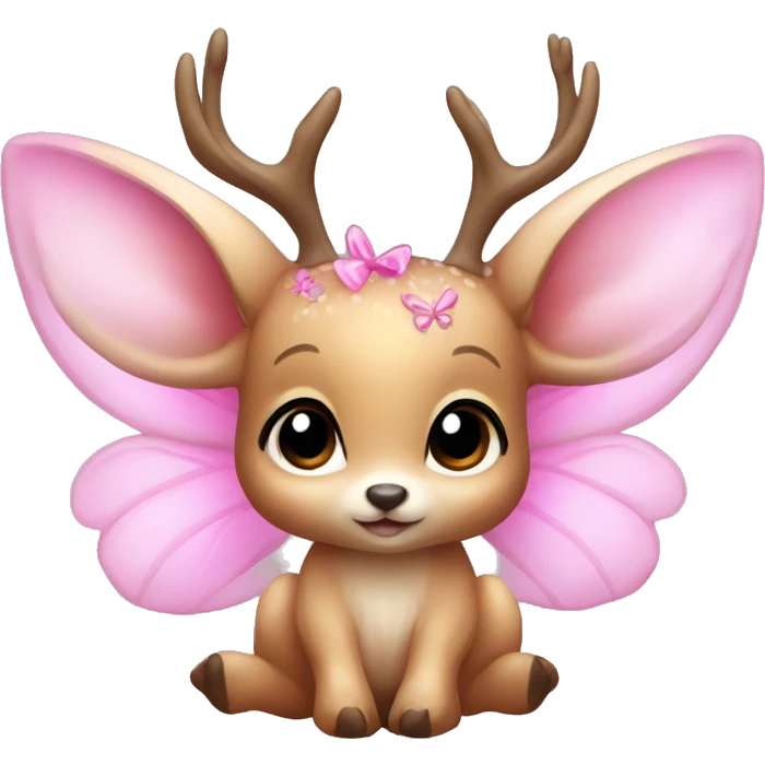 baby deer with fairy wings and a pink bow around its neck  emoji