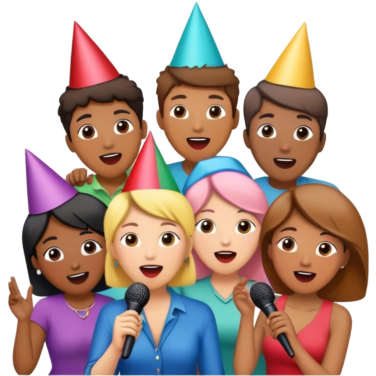 diverse group of friends at karaoke emoji