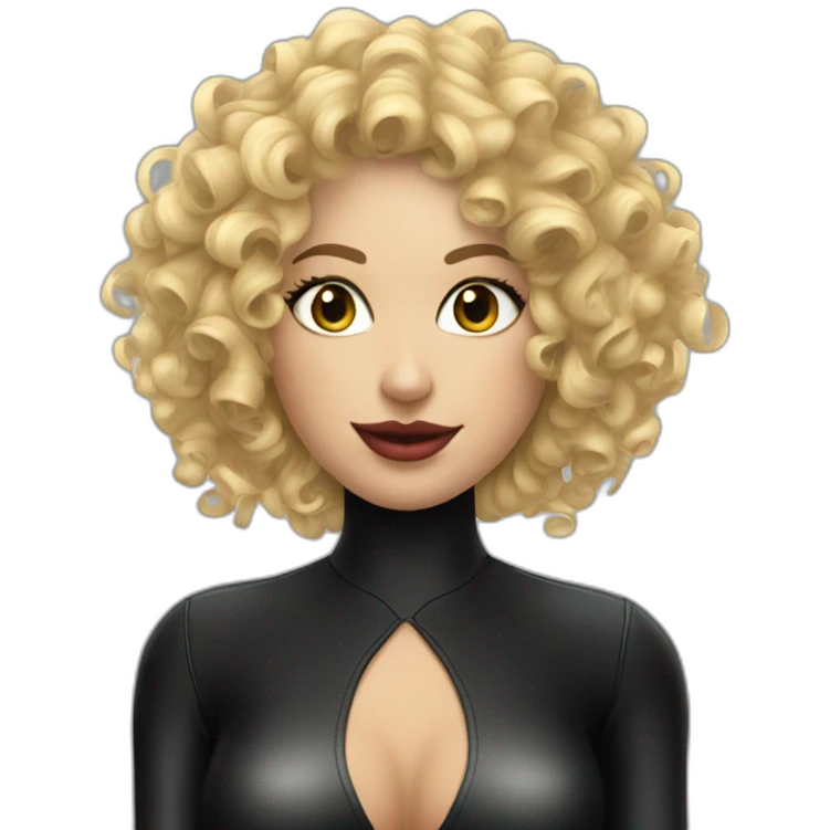 curly-blonde-woman-latex-black-catsuit emoji
