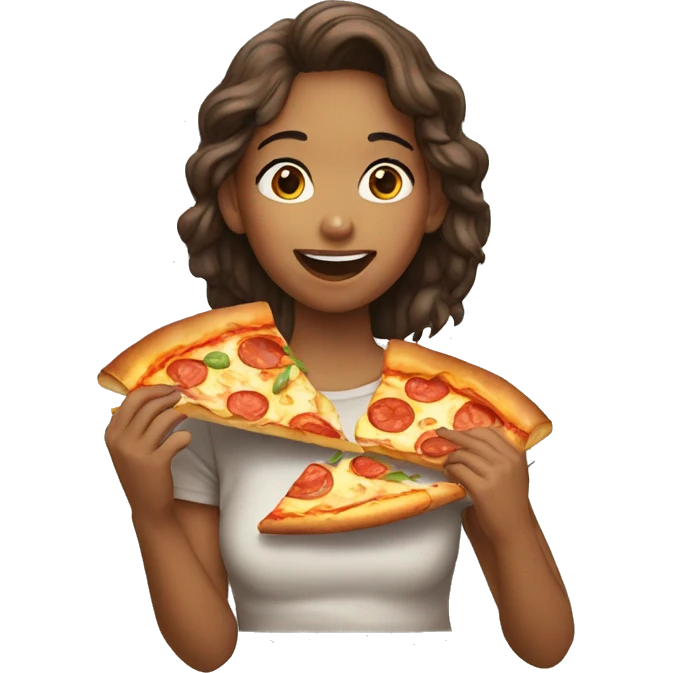 A girl eating pizza emoji