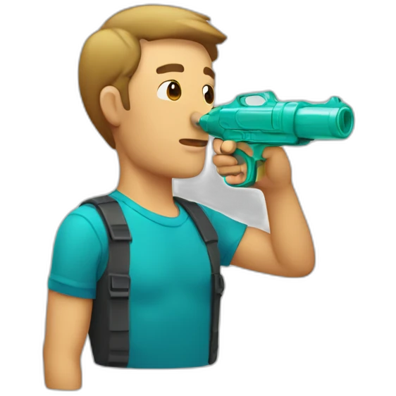 Man drinking from water pistol emoji