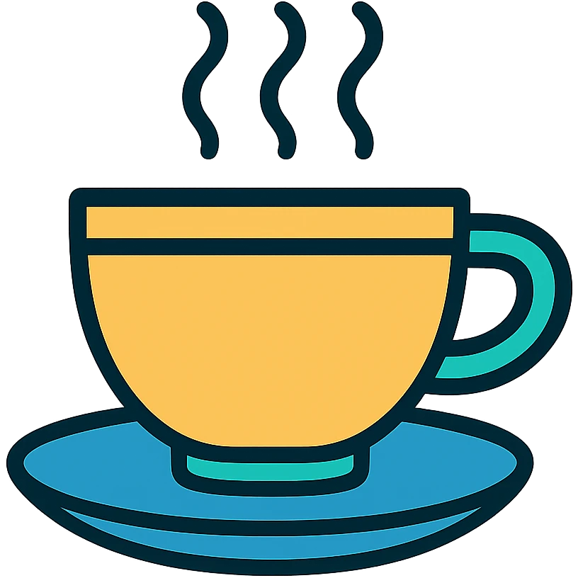 Colorful outline icon of a teacup with saucer emoji