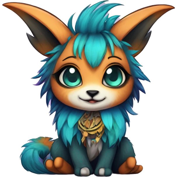 cute Kawaii edgy fantasy animal fursona Fionbri creature by griffsnuff & LiLaiRa & Falvie with exotic colors full body emoji