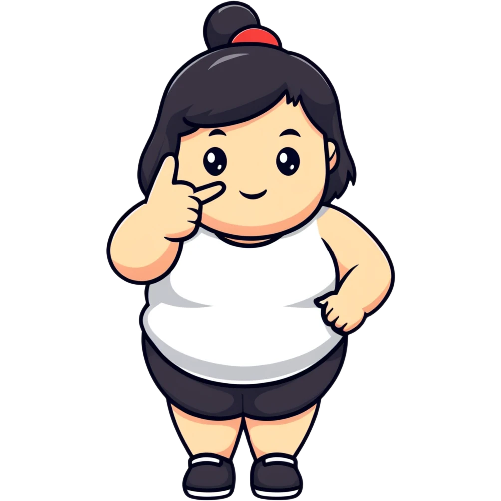 Chunky girl dark hair middle finger  emoji