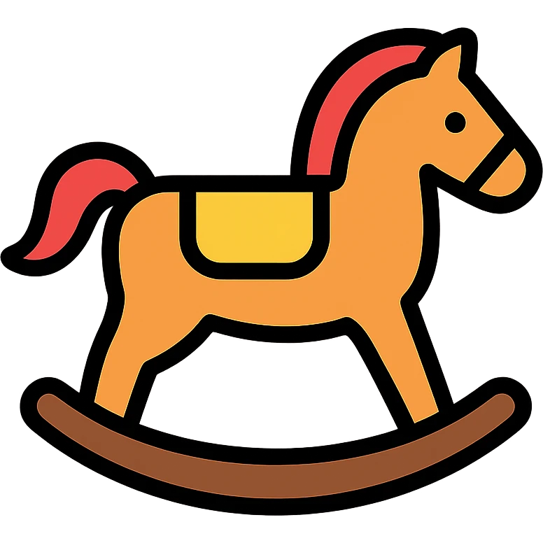 rocking horse, color icon style, classic wooden look, clean lines emoji