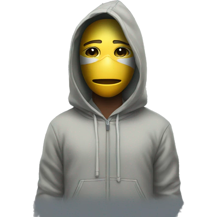 A boy wearing hoodie and mask with money  emoji
